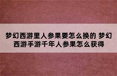 梦幻西游里人参果要怎么换的 梦幻西游手游千年人参果怎么获得